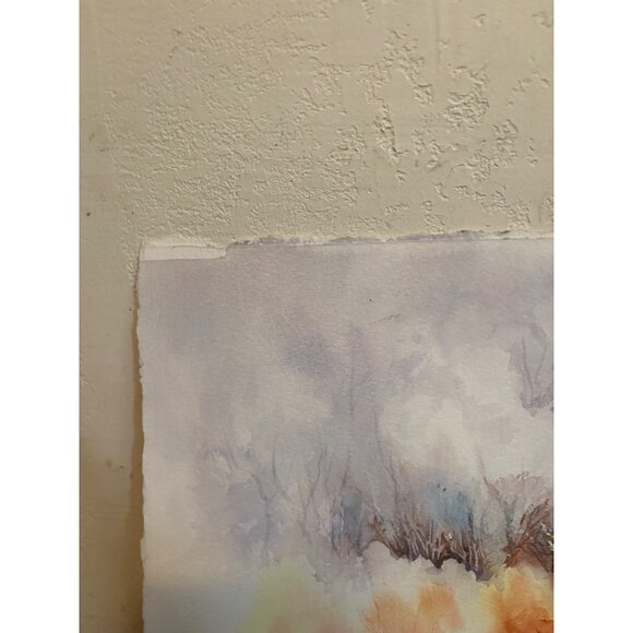 Watercolor Painting Of Autumn Forest Scene Bear landscape nature Textured Paper - Picture 5 of 6